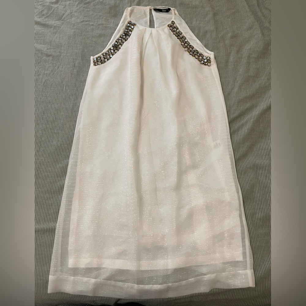 Chic White Embellished Midi Dress